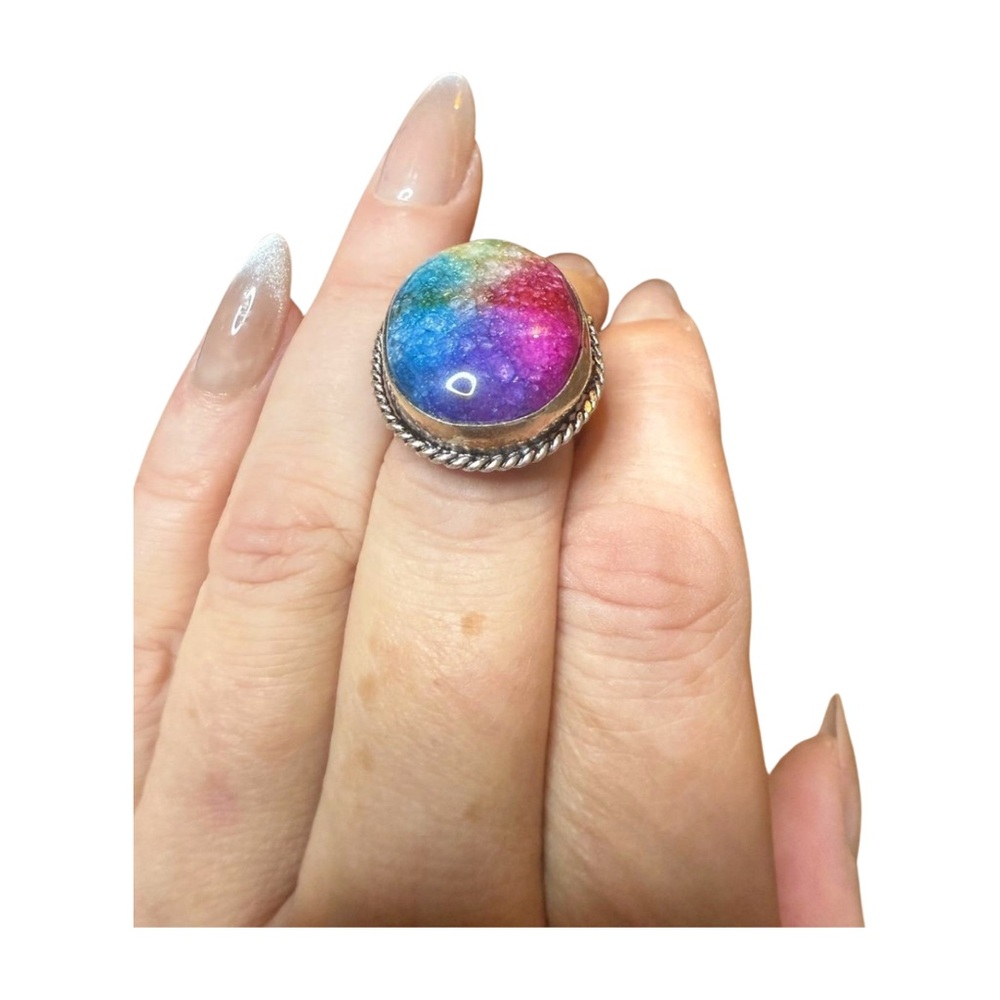 Vibrant Stone Multicolor Oval Ring - Picture 2 of 6